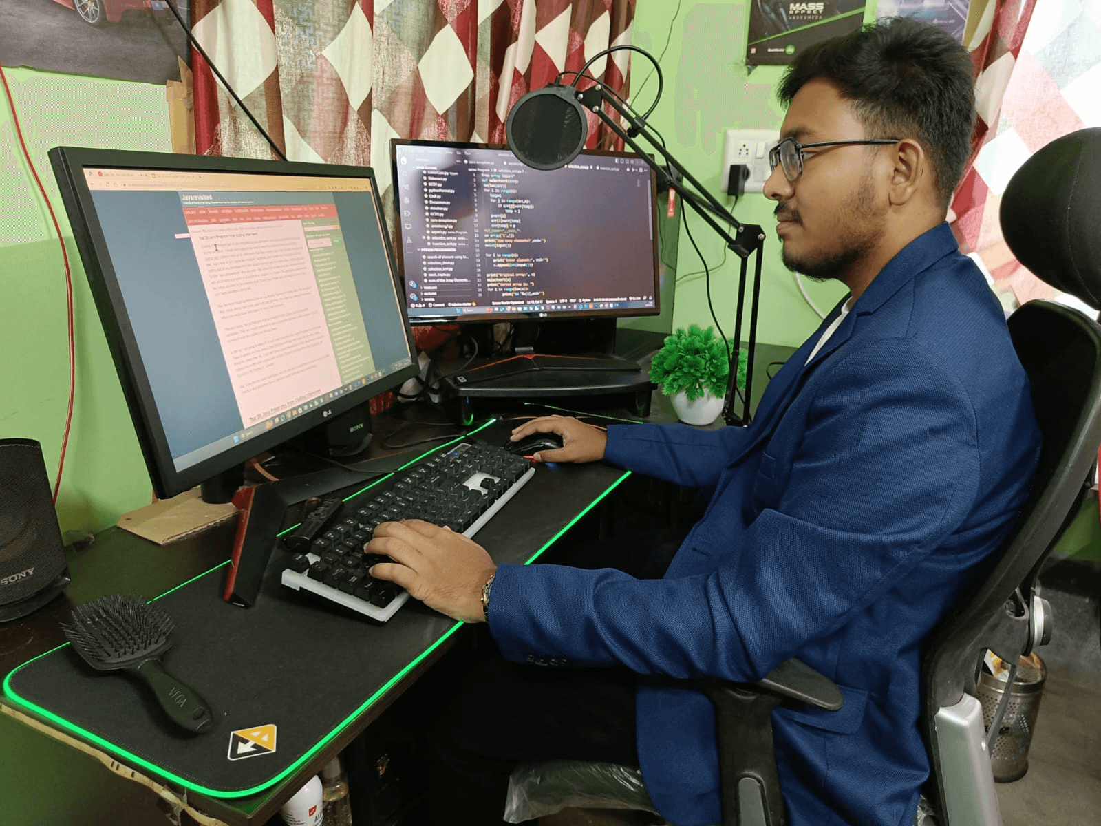 Aniket working at his development workstation